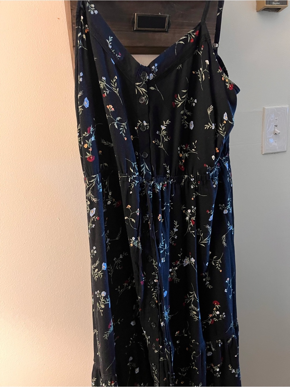 Black Floral Maxi Dress with Adjustable Straps